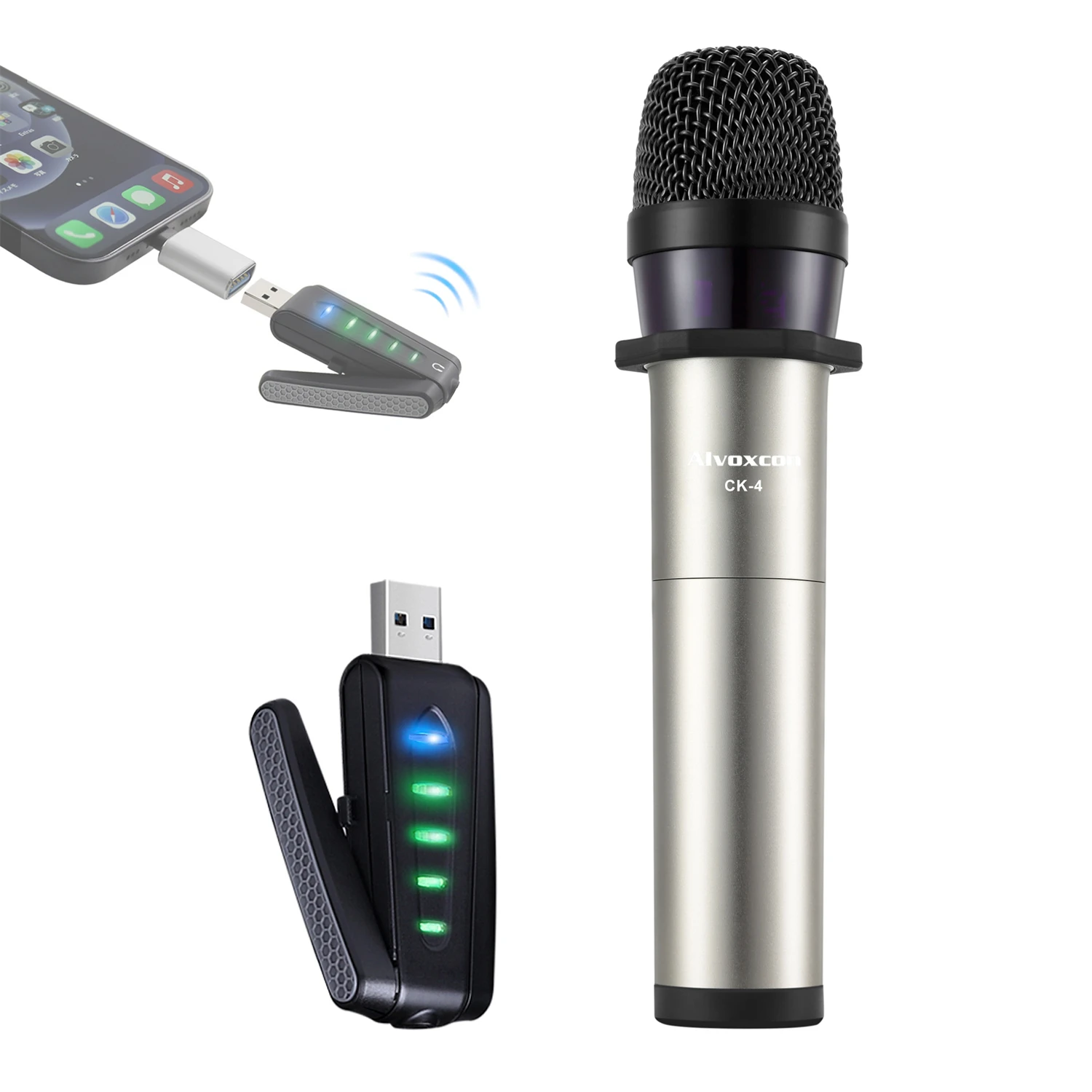 

Беспроводной конденсаторный микрофон Alvoxcon, USB, UHF, для Android, ПК, ноутбука