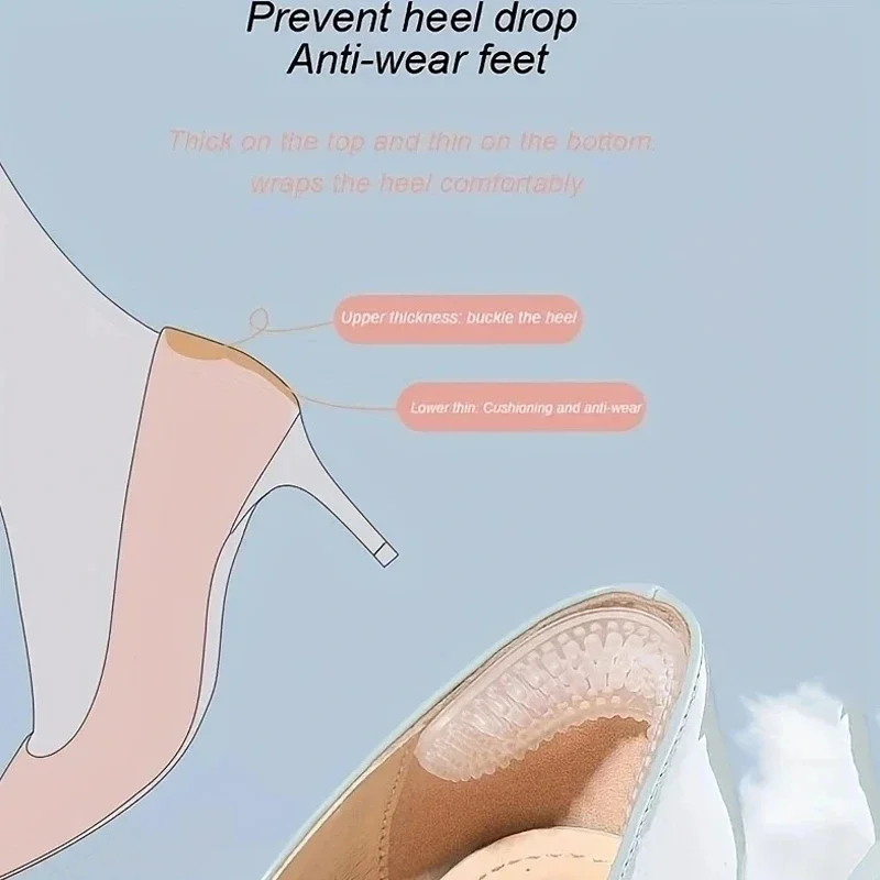 Heel Grips Upgrade Silicone Heels Anti Slip Cushions Non-Slip Inserts Pads For Men Women Foot Care Protector