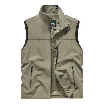 2024 New Fashion Men's Vest Windproof Solid Sleeveless Jacket Motorcycle Ourdoor Waterproof Biker Vest for Men Clothing 1