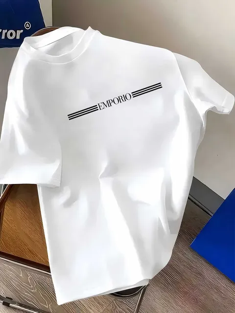 T-shirt pour homme en coton 100% pur, marque de luxe, imprimé lettres, manches courtes, vêtements pour homme de haute qualité, streetwear 1