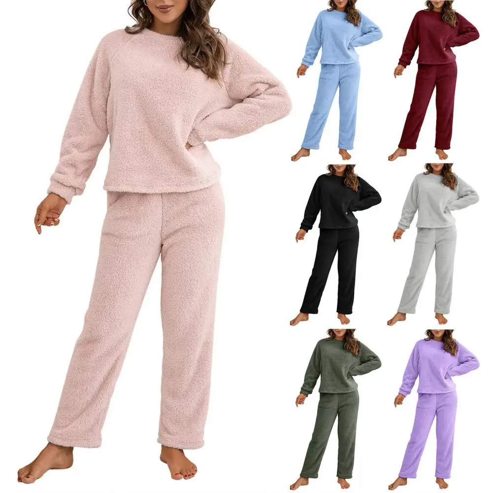 Women Pajamas Set Women Pajama Suit Cotton Pajamas Set Purple Flannel Women Pajamas Sets Autumn Winter Long Sleeves Long Pants Casual Sleepwears Soft Pijamas Comfy Pyjamas Cozy