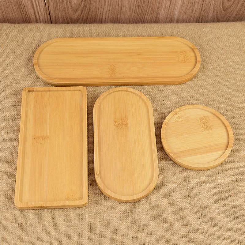 Round Square Oval Wooden Tray Countertop Bottle Organizer Holder Candles Jewelry Storage Plate Tray Bathroom Kitchen Accessories
