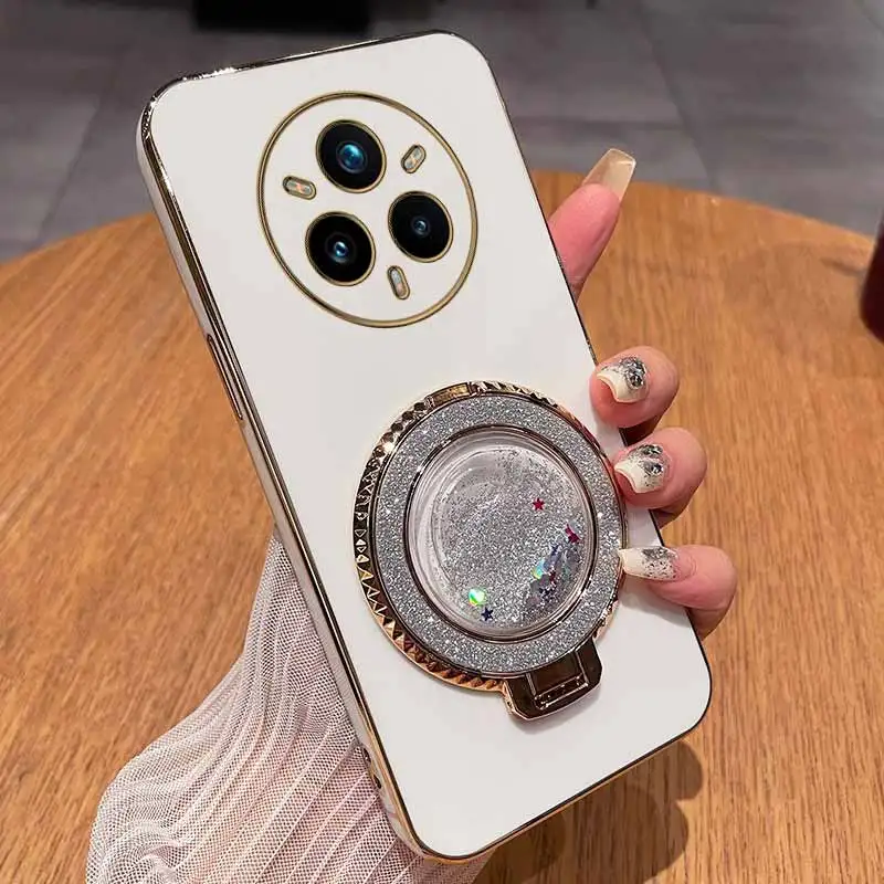 Elegant Circular Support Plated Phone Case Cover