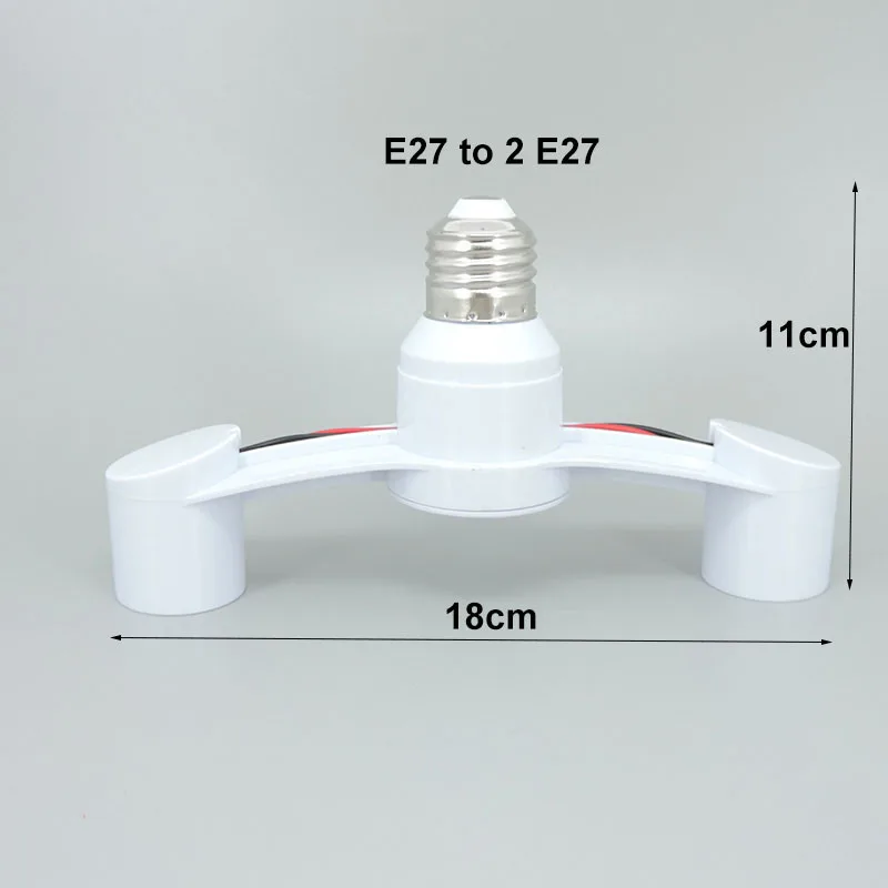 AC E27 to 2 E27 2 In 1 head Extended LED light Bulbs Lamp base power Holder power Socket Splitter Adapter For home Photo Studio