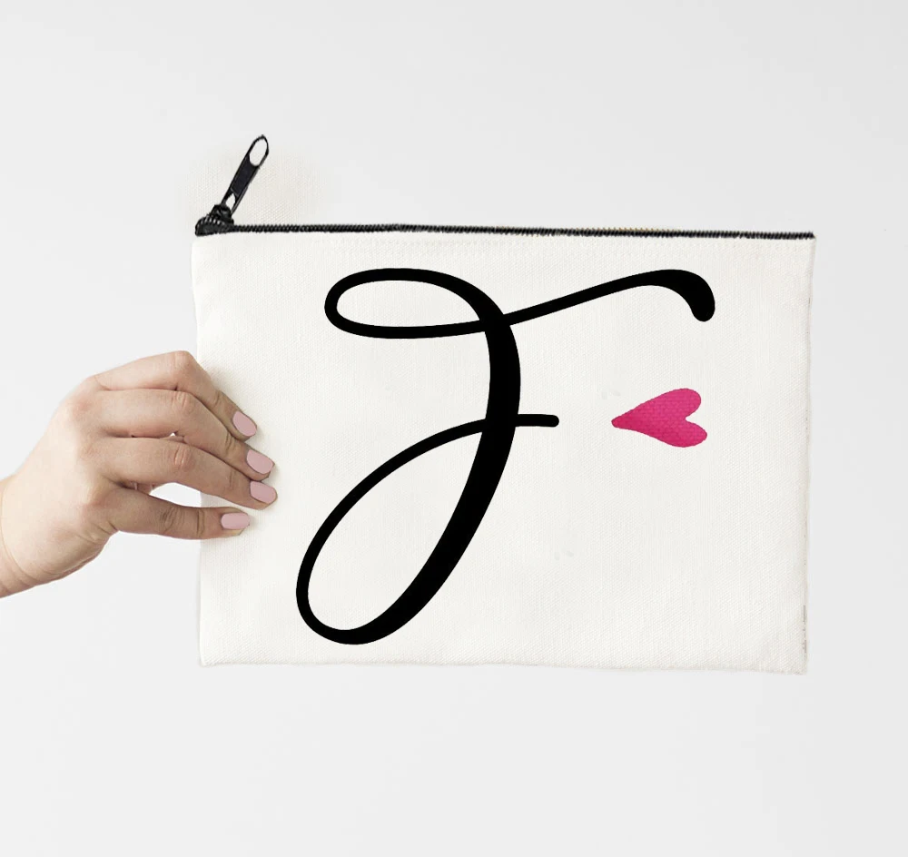 

Bridesmaid Pouch Bride Makeup Bags F Letter Canvas Bag Cosmetic Bags Bridesmaid Proposal Gift Day of Wedding Personalized