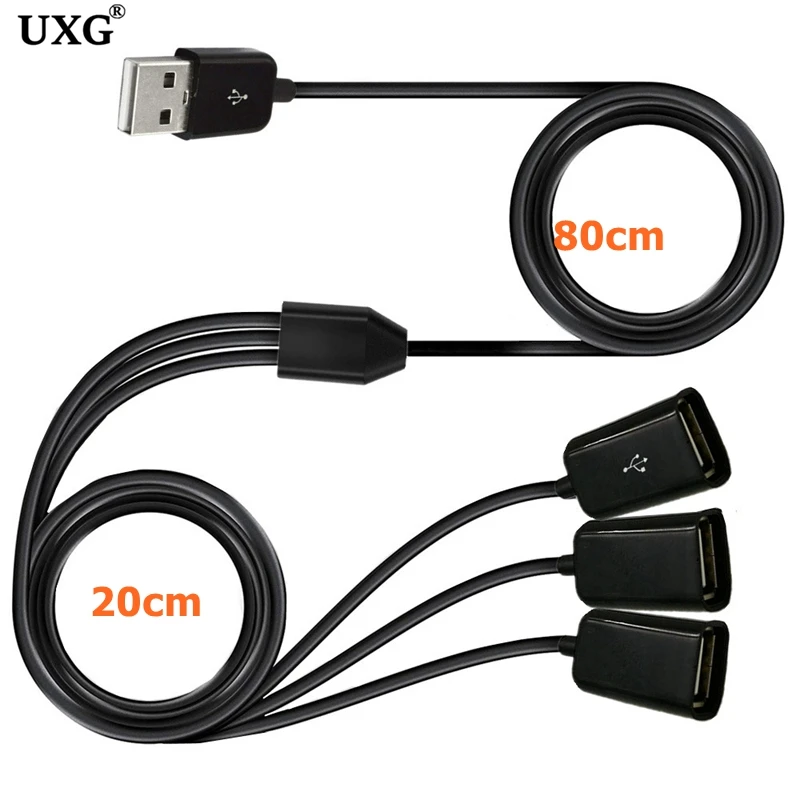 

0.3M 1m USB2.0 A 1 Male to 3 Port USB Female Power Adapter Y Splitter Fast Charging Date Cable