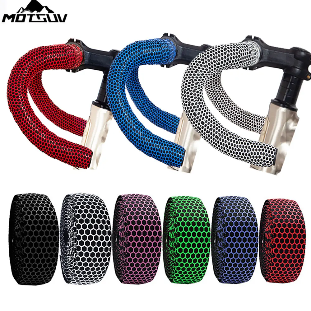 Bike Handlebar Tape Soft Road Bike Bicycle Handlebar Cork EVA PU Bar Tape Professional Cycling Damping Anti-Vibration Wrap With 2 Bar Plug