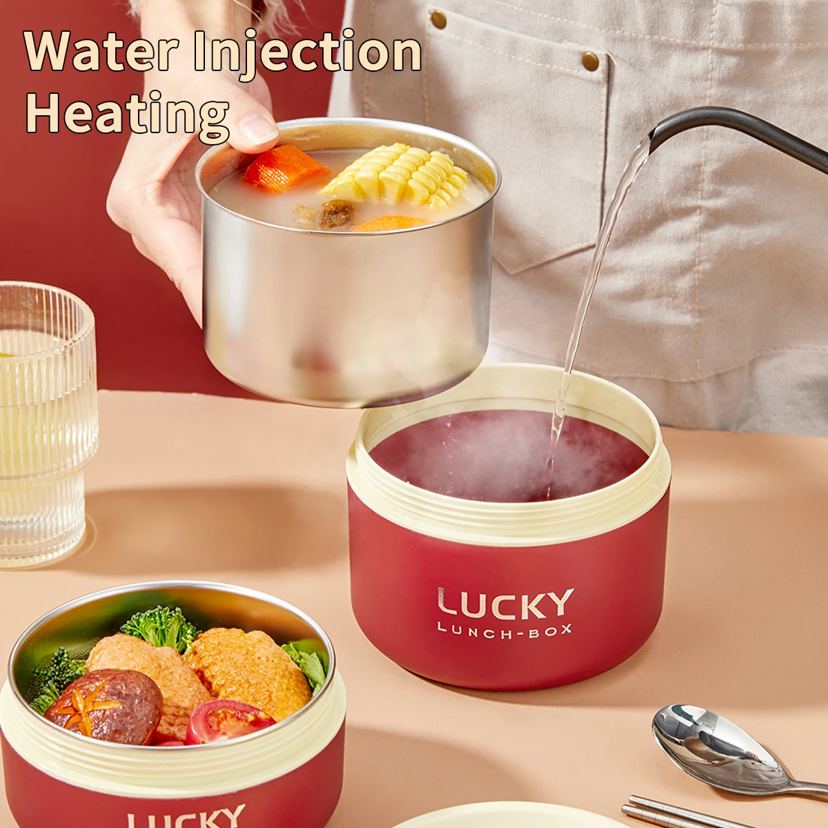 Bento Lunch Box Portable Insulated 304 Stainless Steel With Cutlery&Thermal Bag Microwave Leak-proof Food Container