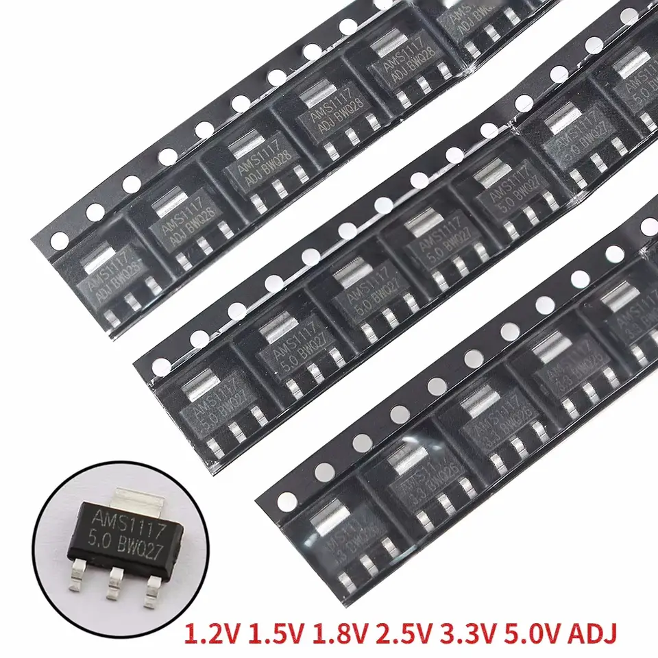 70PCS Voltage Regulator Kit AMS1117 SOT-223 AMS1117-3.3V AMS1117-ADJ AMS1117-5.0V AMS1117-2.5V AMS1117-1.8V AMS1117-1.5V 1.2V-5V image 4