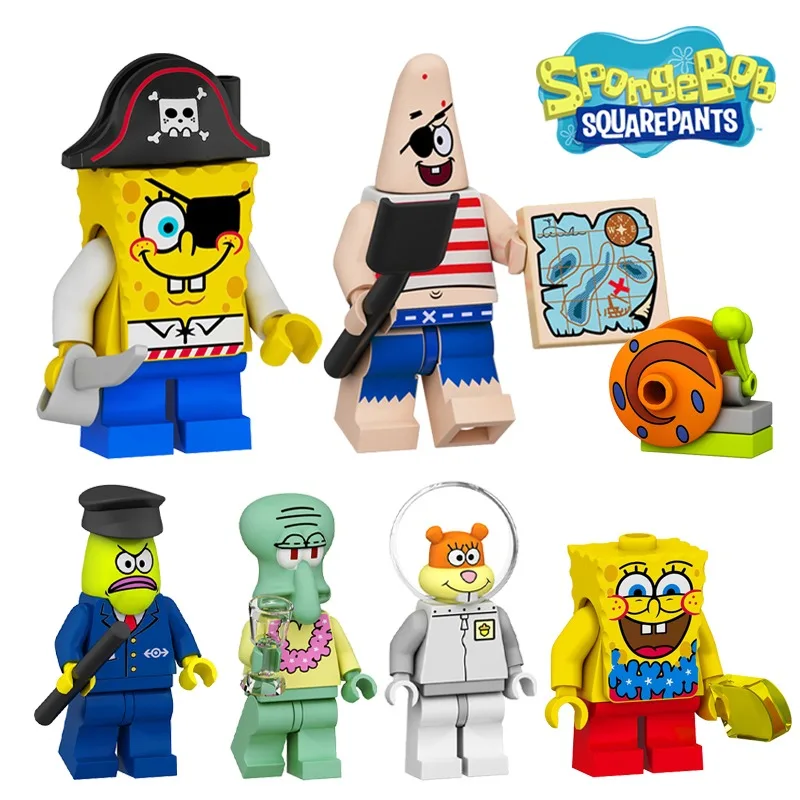 Spongebob Building Blocks Action Figure Toys Cute Patrick Star Model Pendant Kids Block Figures Accessori Bambole Regalo Per Bambini