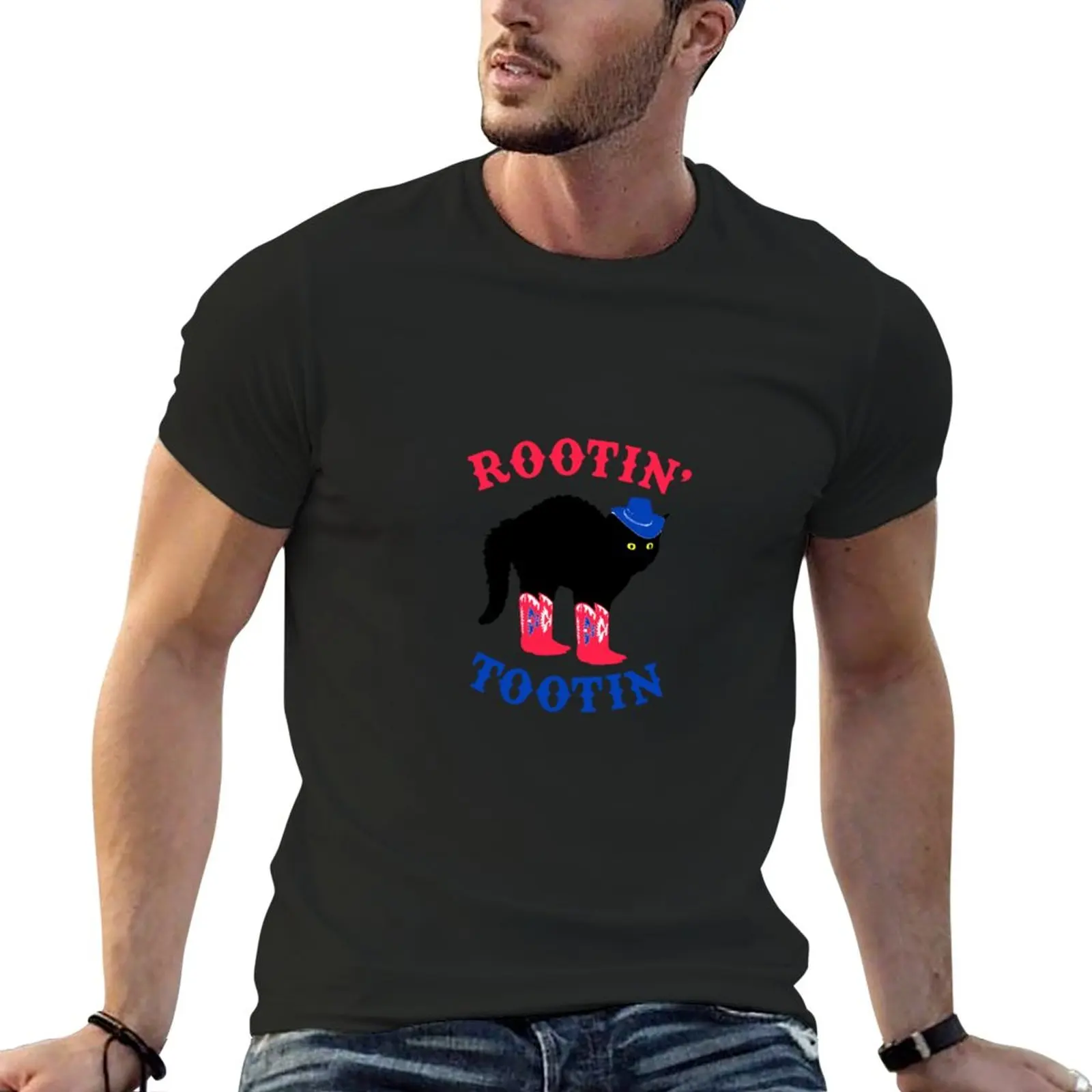 

New Rootin Tootin Cowboy Cat T-Shirt t shirt man shirts graphic tees plus size tops T-shirt short mens tall t shirts