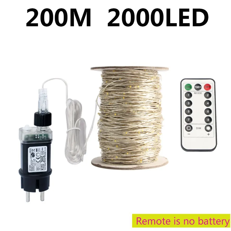 thumbnail image 1 of 100M LED String Lights Silver Wire Fairy Lights Garland For Outdoor Street New Year Christmas Tree Terrace Party Decoration, 1 of 5