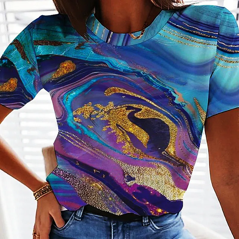 3d printed t shirt women retro abstract y2k high quality short sleeve casual clothing new summer 2022 vintage graphic tees