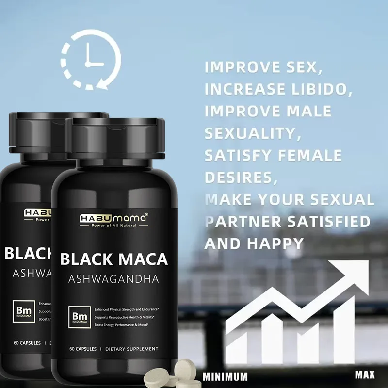 Male Enhancing Organic Maca Capsules Men's Supplement to Boost Stamina Performance Energy Muscle Enlargement