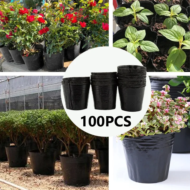 100Pcs Plastic Seedling Cup Flower Nursery Nutrition Pots Vegetable Grow Bag seedling nursery bags nursery pots plant propagation pots plastic flowerpot seedling tray