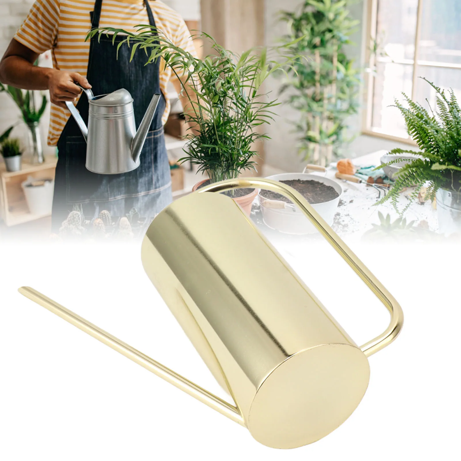 Plants Watering Can Long Spout 1500ml Large Capacity Watering Kettle Stainless Steel Pot Gardening Supplies Plants Watering Can