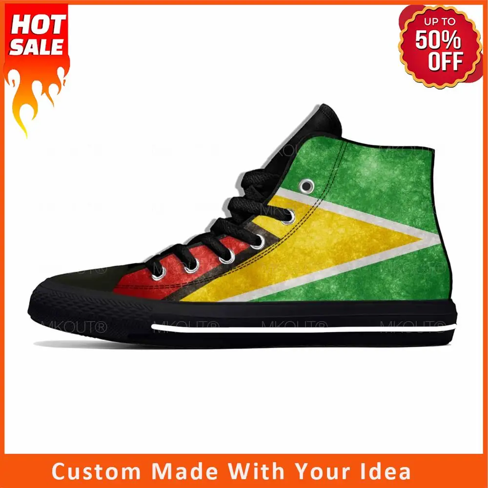

Hot Guyana Guyanaese Flag Patriotic Pride Fashion Casual Cloth Shoes High Top Comfortable Breathable 3D Print Men Women Sneakers