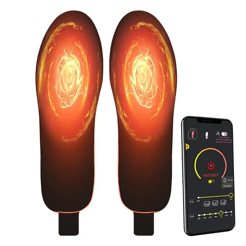 Thermal Heating Insoles Outdoor USB Rechargeable Insoles 1 Pair USB Charging Women Men App Control For Cold Weather