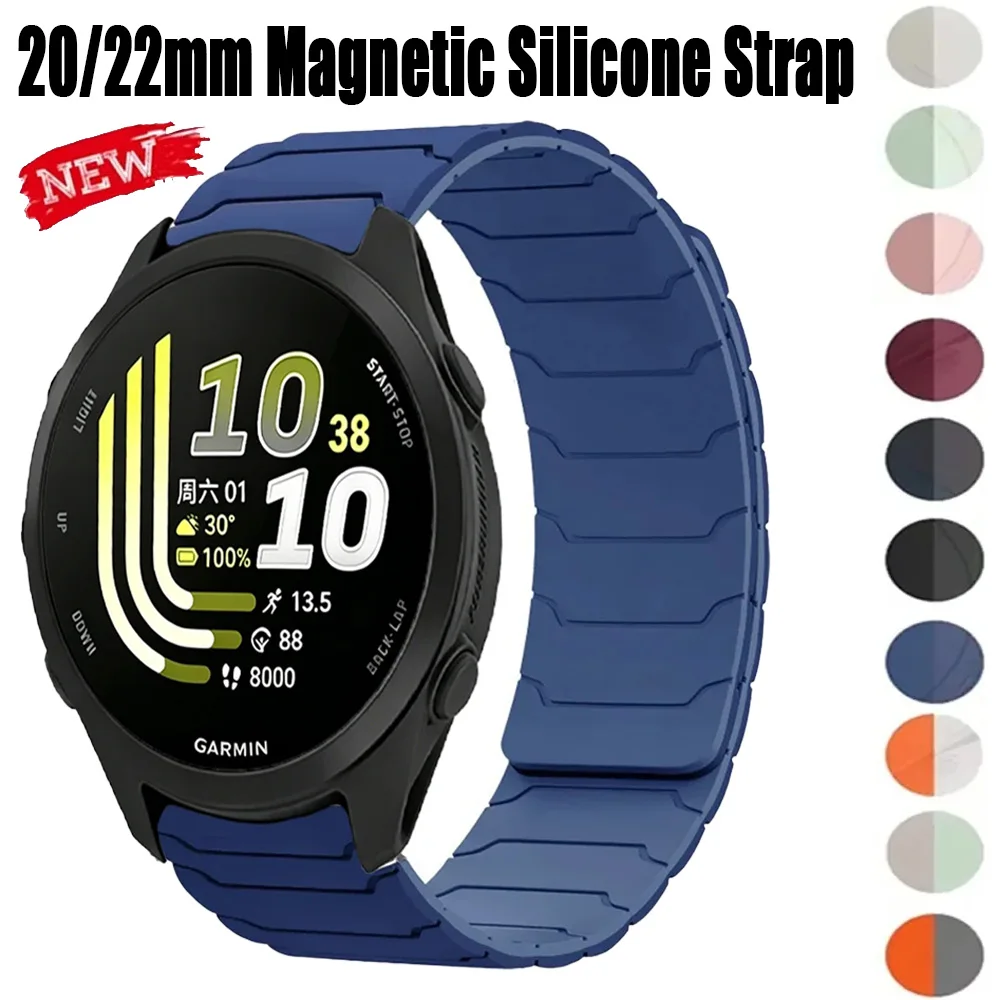 Magnetic Silicone Sports Wristband - 20/22mm Strap