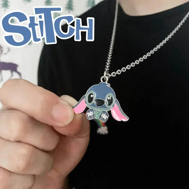 

2024 New Disney Stitch Necklace Cartoon Metal Anime Characters Kawaii Hip Hop Pendant Kids Birthday Gifts Cosplay Anime Figure