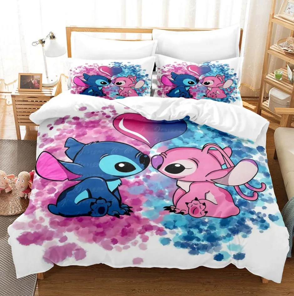 Description Picture 3 of itemAnime Disneys Cartoon Bedding Set Kawaii Stitch Printed Quilt Duvet Cover Pillowcase Kids Bed Comfortable Bed Set Twin King