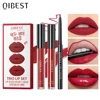 QIBEST Matte Liquid Lipstick&Lip Liner&Lip Gloss 3Pcs Sets Long Lasting Non-stick Cup Red Black Purple Lip Tint Cosmetics Kits 1