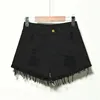2025 New High Waist Tassel Broken Denim Shorts Female Summer Korean Version Raw Edge Wide Leg Loose Plus Size Jean Shorts Women 3