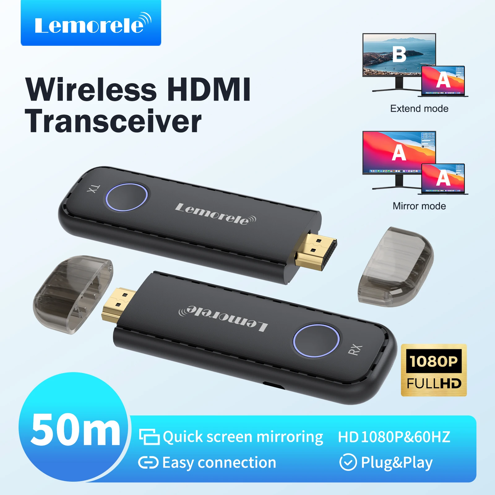 Lemorele 50 メートルワイヤレス HDMI トランスミッター