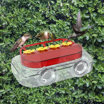 Hummingbird Feeder with 4 Feeding Ports Strong Suction Cups Window Hanging Garden Bird Water Drinker Bottle - Image 3