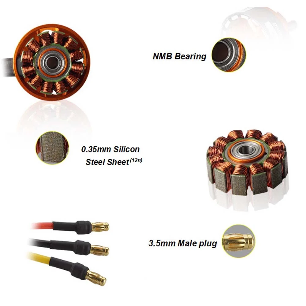 Lot de 4 Moteurs Brushless D3536 750-1450KV pour Drone RC Multicoptère