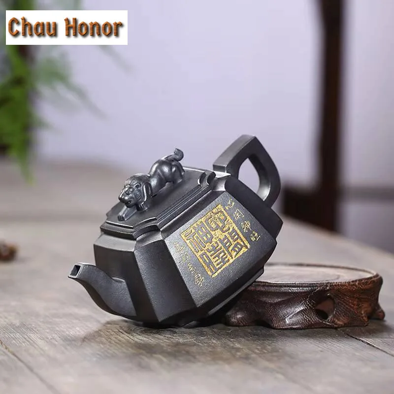 280ml Chinese Yixing High-end Raw Ore Black Mud Purple Clay Pot Handmade Household Puer Kungfu Tea Set Customized Drinkware Gift