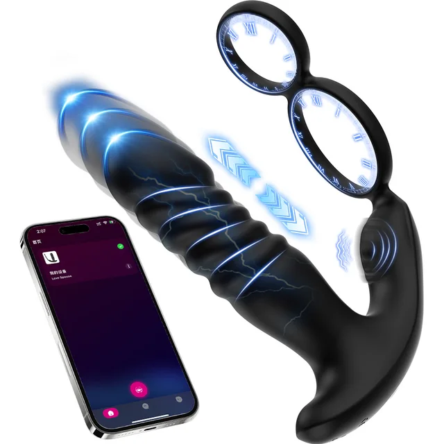 Prostata-Massagegerät für Männer, männlicher Stoßvibrator mit APP-Steuerung, verzögerte Ejakulation, doppelter Korkring, Buttplug, Sexspielzeug für Erwachsene 1