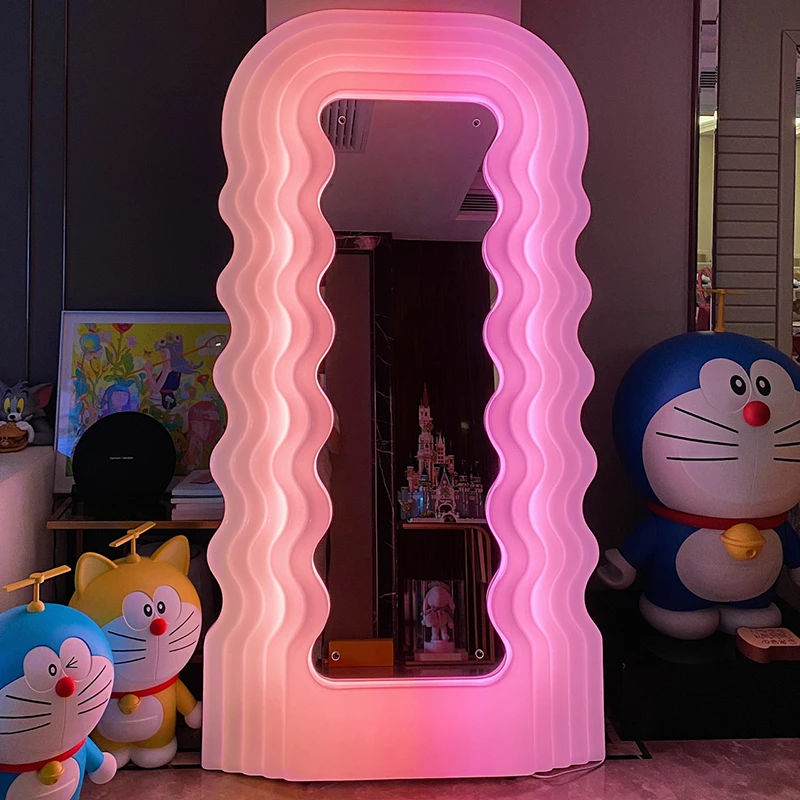 Memphis Led Floor Mirror Floor Led Lighted Makeup Electric Irregular