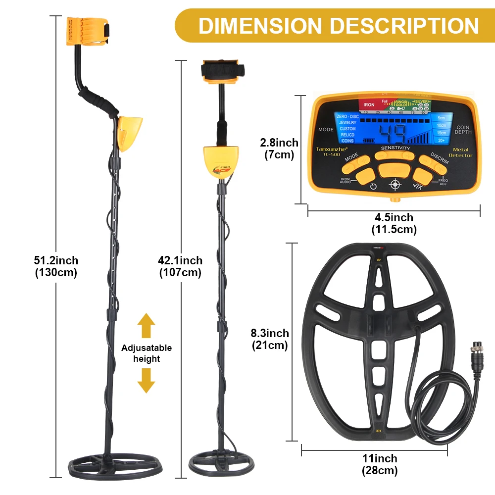 TC500 Scanner Search Gold Detector Professional Underground Wire Iron Metal Gold Detector Adjustable Tracker for Treasure