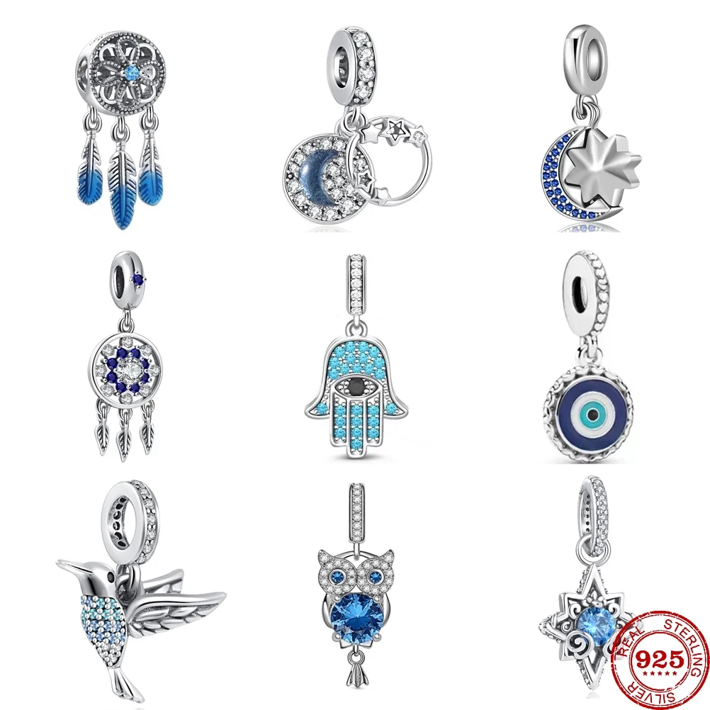 Fit Original Pandora Charms Bracelet Silver 925 Peace and Heath Evil Eye on Hand Charm Beads DIY Women Jewelry Making Berloque