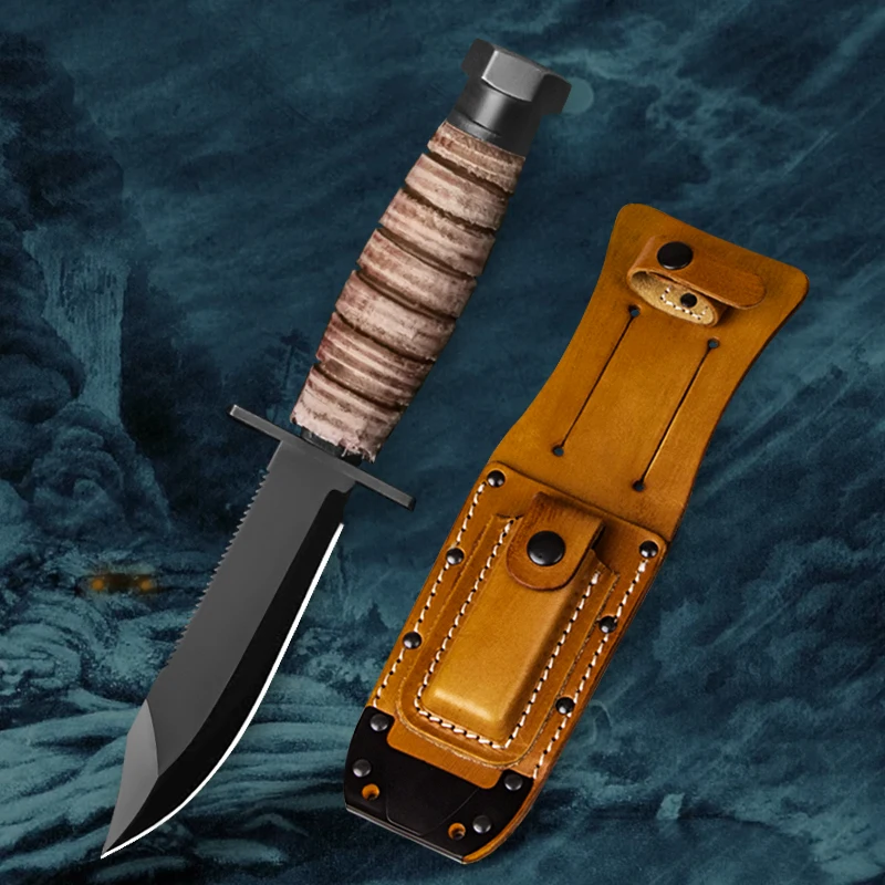 Cowhide punch handle pilot military survival tactical knife field