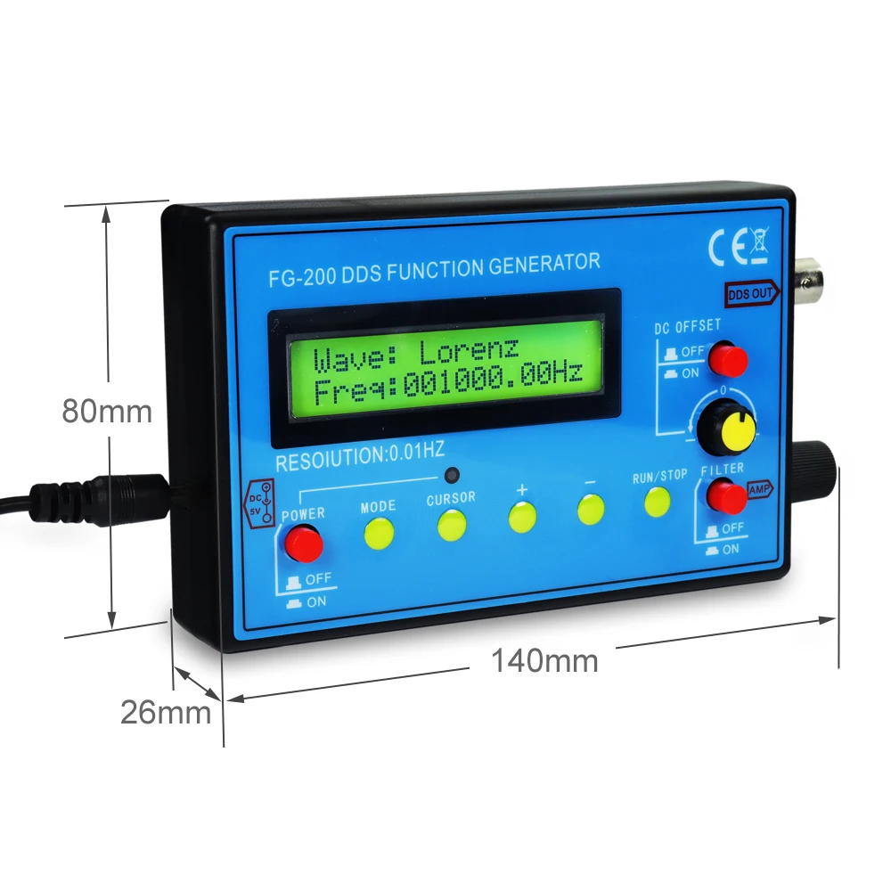 FG-200 DDS Function Signal Generator Frequency Counter 0.01Hz-500KHz Signal Source Module Sine+Square+Sawtooth Waveform Signal Generator Kit Signal Generator