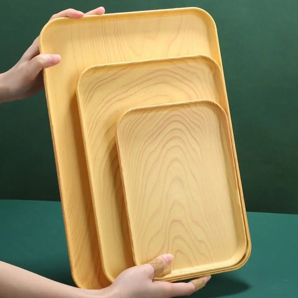 Nordic Rectangular Plastic Pallet Imitation Wood Colors Fruit Coffee Tray Storage Tray Dining Plate Home Serving Tray Tea Tray 2