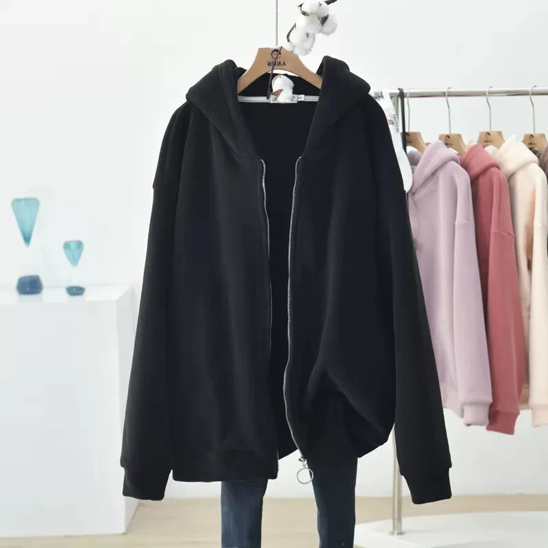 Special Offer Warm Plus Velvet Thickened Women's Cardigan 2022 New Loose of the Hooded Sweater Jacket Women's Autumn and Winter