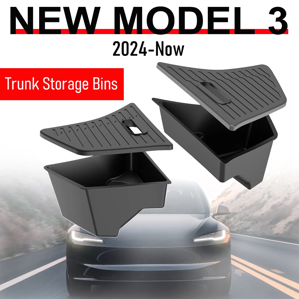 Trunk Storage Bins for 2024-2026 Tesla Model 3 Trunk Organizer Rear Trunk Side Storage Box for Tesla Model 3 Highland Accessory