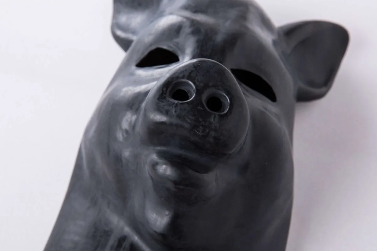 Lattice Cane Maialino Naturale Copricapo Morbida Pelle Verniciata Maschera Nera BDSM Divertimento Bondage Schiavo M_voghion.com