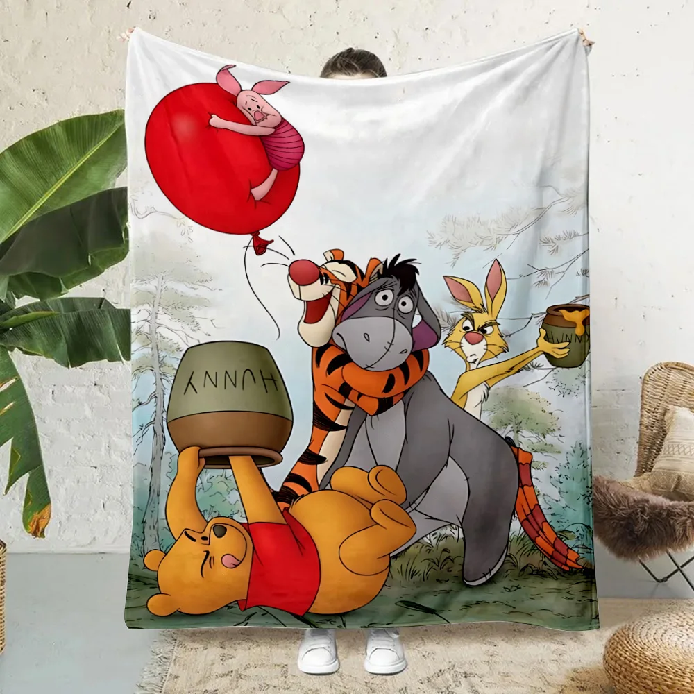 Cute Cartoon Winnie Bear Printed Blanket Picnic Blankets Warm Blanket Soft and Comfortable Blanket Home Travel Birthday Gift 4