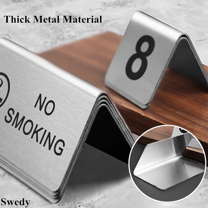 Stainless Steel Restaurant Table Reserved Signs Wedding Restaurant Table Number Stand Seating Signs Warning No Smoking