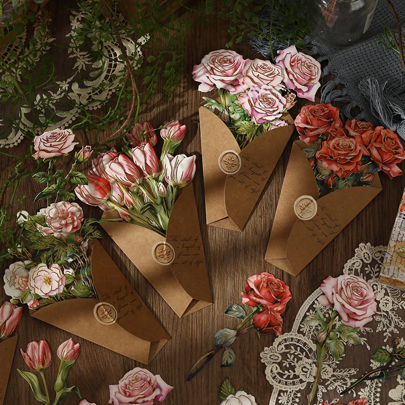 

8Sheets Per Pack Material Paper pack Flower letter bronzing Decoration bouquet material Scrapbook Tag Notebooks 205*105MM