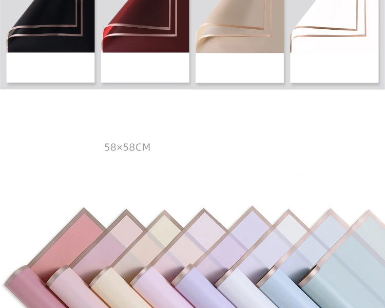 20pcs/lot Golden Border Rose Floral Wrapping Paper Korean Style Semitranparent Gift Wrap Florist Flower Bouquet Wrapping Paper