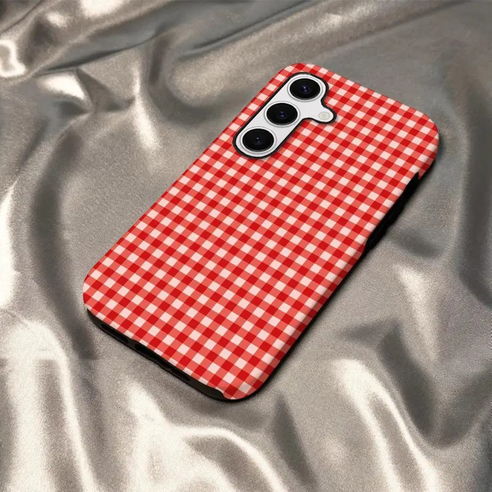 Vintage Red Gingham Glossy HD Phone Case - Durable Hard PC Cover