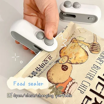 New Mini Bag Sealer Plastic Bag Sealing Machine 2 in 1 Heat Seal Rechargeable With Cutter For Plastic Bags / Snack Bags 1