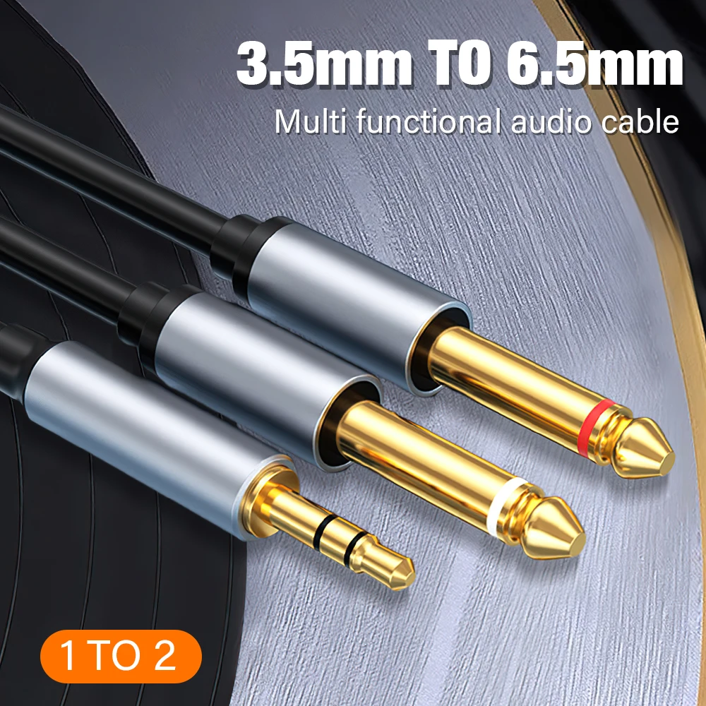 Premium Stereo to Mono Y Splitter Audio Cable - 3.5mm to Dual 6.35mm TS Connectors