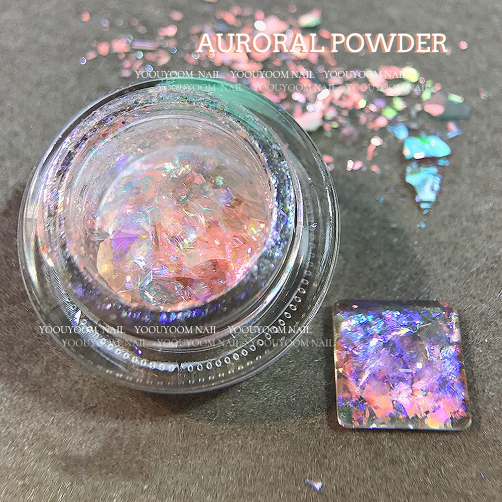 Bottiglie Aurora Nail Glitter Powder Decoration Diy Shining Nails Party Holiday Opal Effect Nail Paillettes Chameleon Flakes Glitter