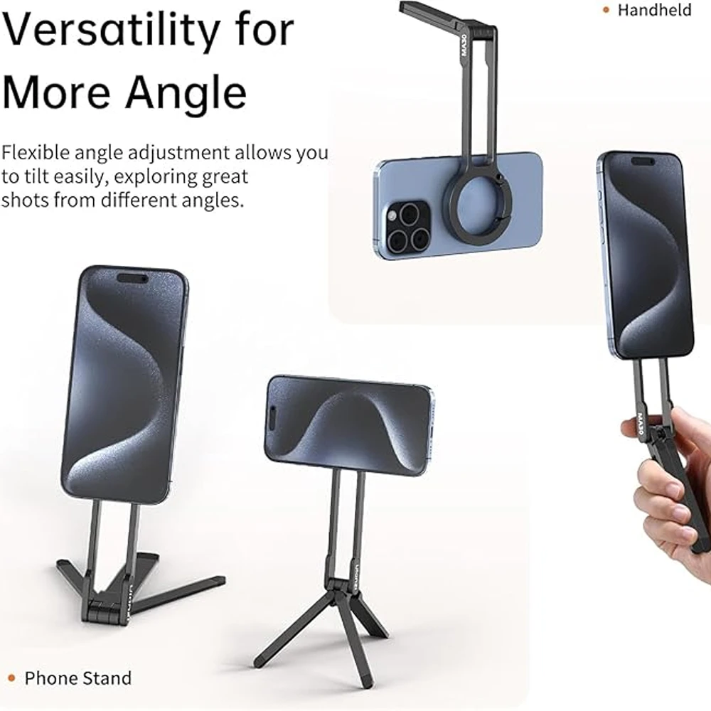 Phone Tripod Carabiner-Mounted Dual-sided Magnetic Desk Mount Phone Handle Holder For iPhone